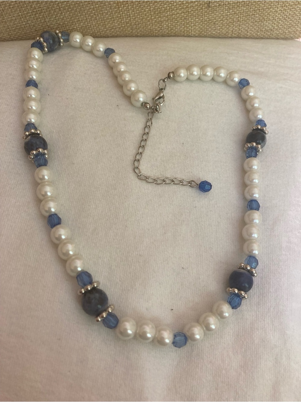 Faux Pearls Vintage Blue Beaded Necklace